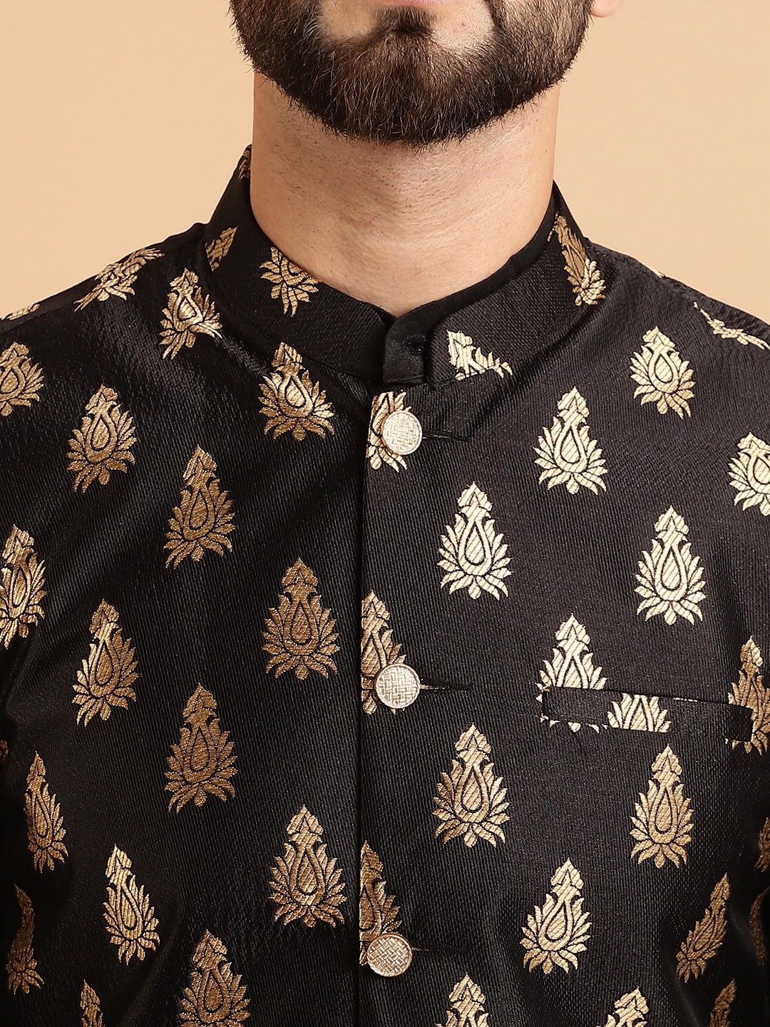 Sojanya Band Collar Regular Kurta & Churidar With Nehru Collar