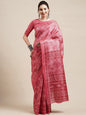 Saree Mall Peach-Coloured & White Floral Art Silk Sarees