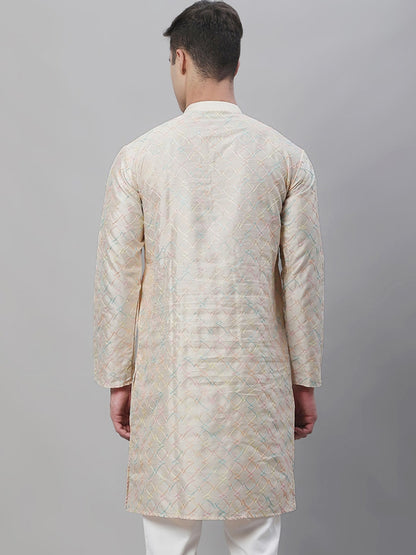 Sojanya Band Collar Embroidered Cotton Silk Kurta