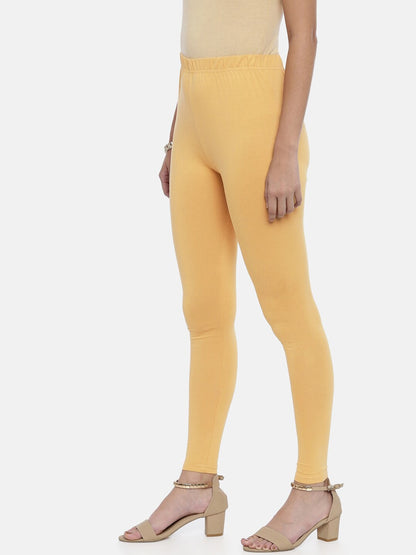 Souchii Beige Solid Slim-Fit Ankle-Length Leggings