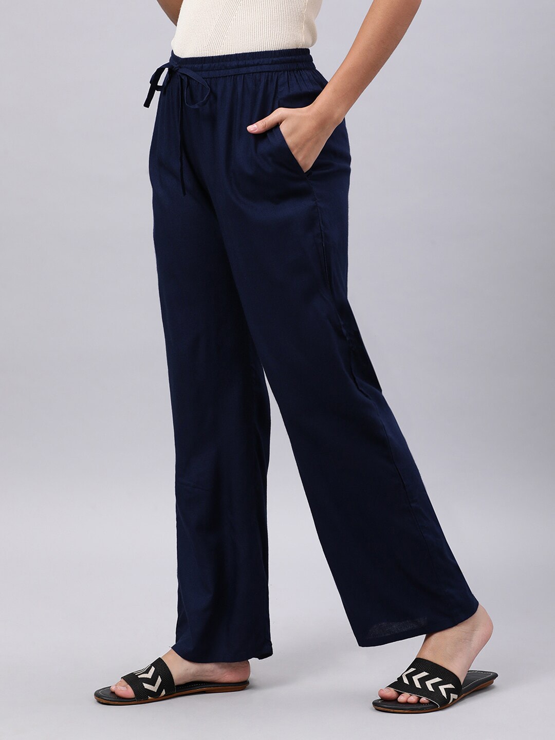 Souchii Navy Blue Liva Palazzos