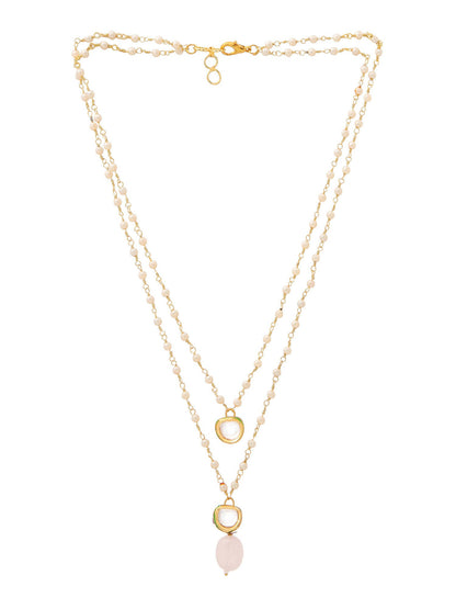 Ruby Raang Pink Onyx and Kundan Necklace