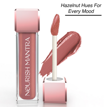 Nourish Mantra Liquid Lipstick Creamy Matte with SPF / Water Proof, Smudge Proof Shade -Tedha Medha Hazelnut