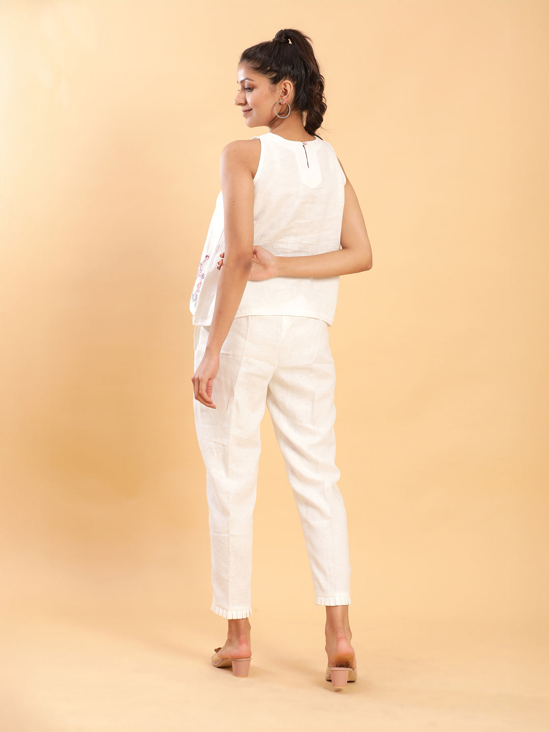 BohoJazz Flamingo Embroidered Linen Co-ord Set