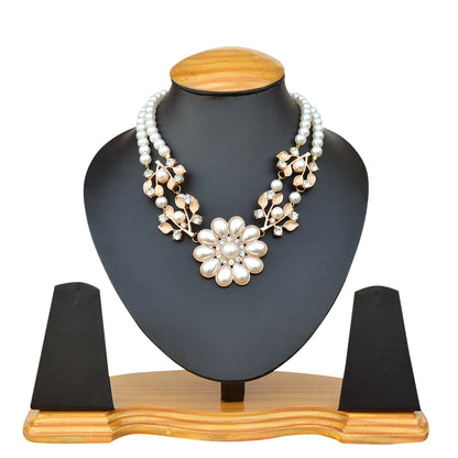 Gold-Toned Alloy Rhinestones Studded Necklace - The Pari