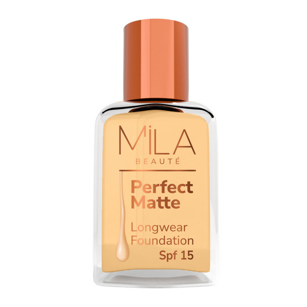 Mila Beaute Perfect Matte Longwear Foundation with SPF 15 & Oil Control Formula - Natural Beige