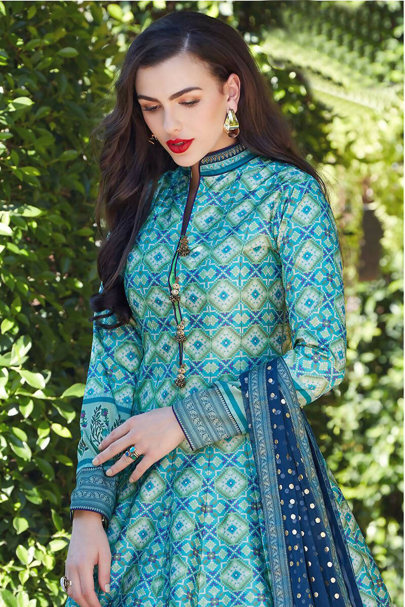 Partywear Designer Firozi Heavy Soft Killer Silk Salwar Suit - Anbazaar