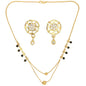 AanyaCentric Gold-Polished Short Mangalsutra Set with Earrings