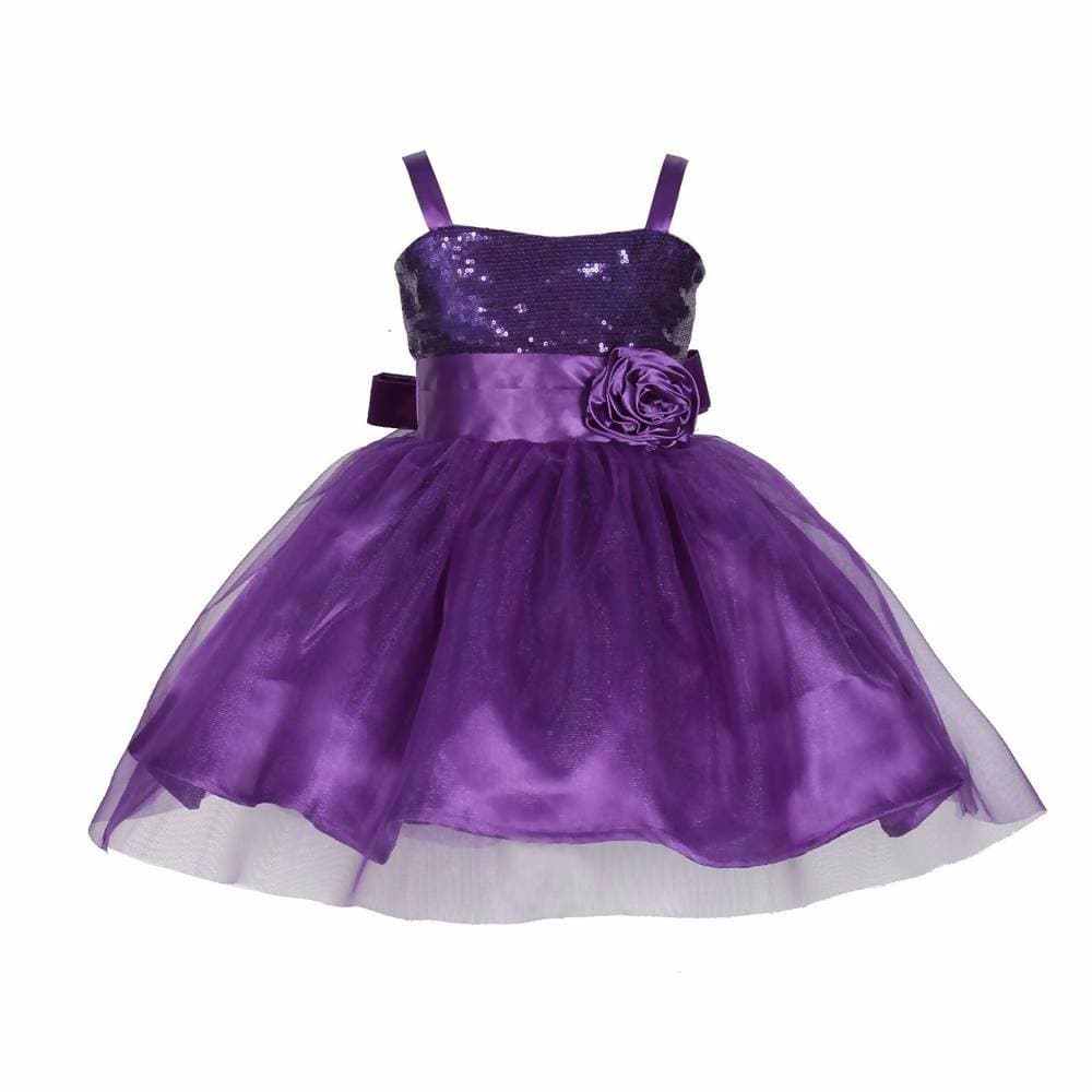 Asmaani Baby Girl's Purple Satin Knee Length Frock (AS-DRESS-22146)