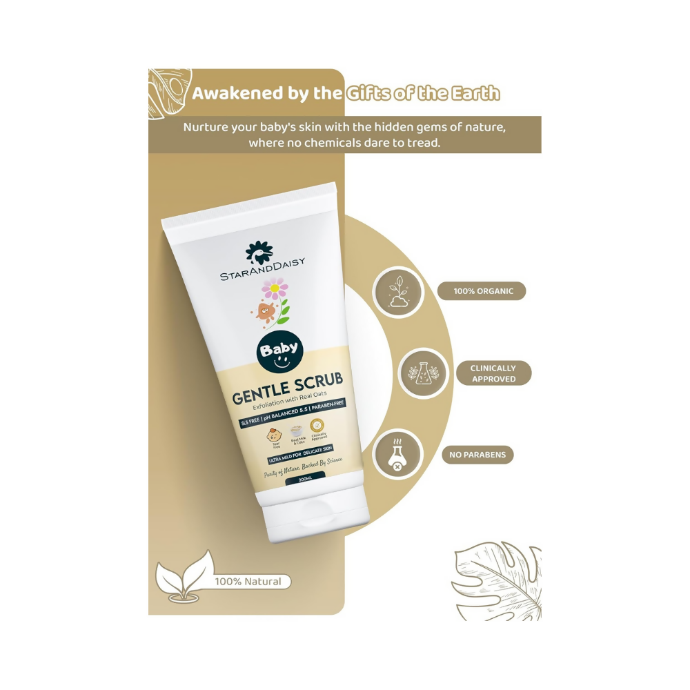 StarAndDaisy Baby Body Scrub with Real Milk & Oats, SLS Free & Paraben free with pH 5.5