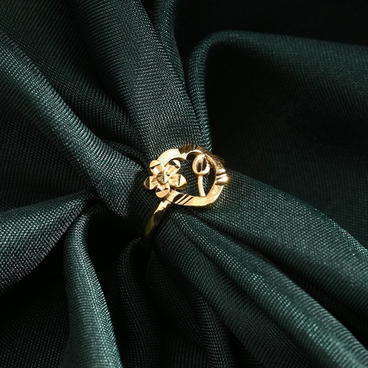 AanyaCentric Gold-Polished Jewelry Combo: Elegant Short Mangalsutra, Finger Ring, and American Diamond Earrings Set