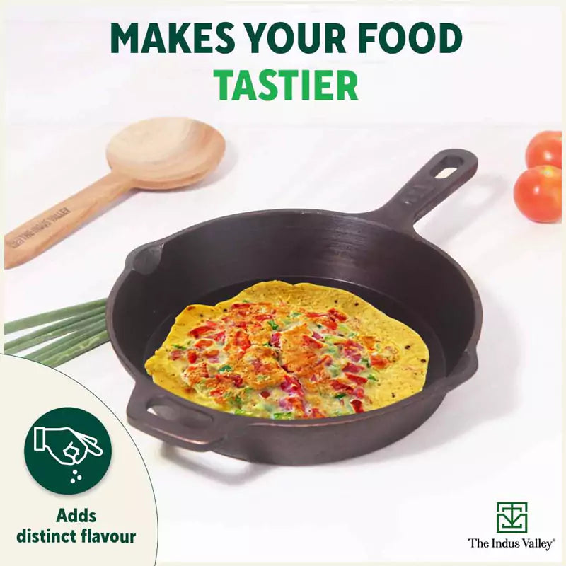 The Indus Valley Super Smooth Cast Iron Set: Kadai+ Tawa+ Frypan, Kitchen set for Home, Nonstick, 100% Pure, Toxin-free, Tadka Pan