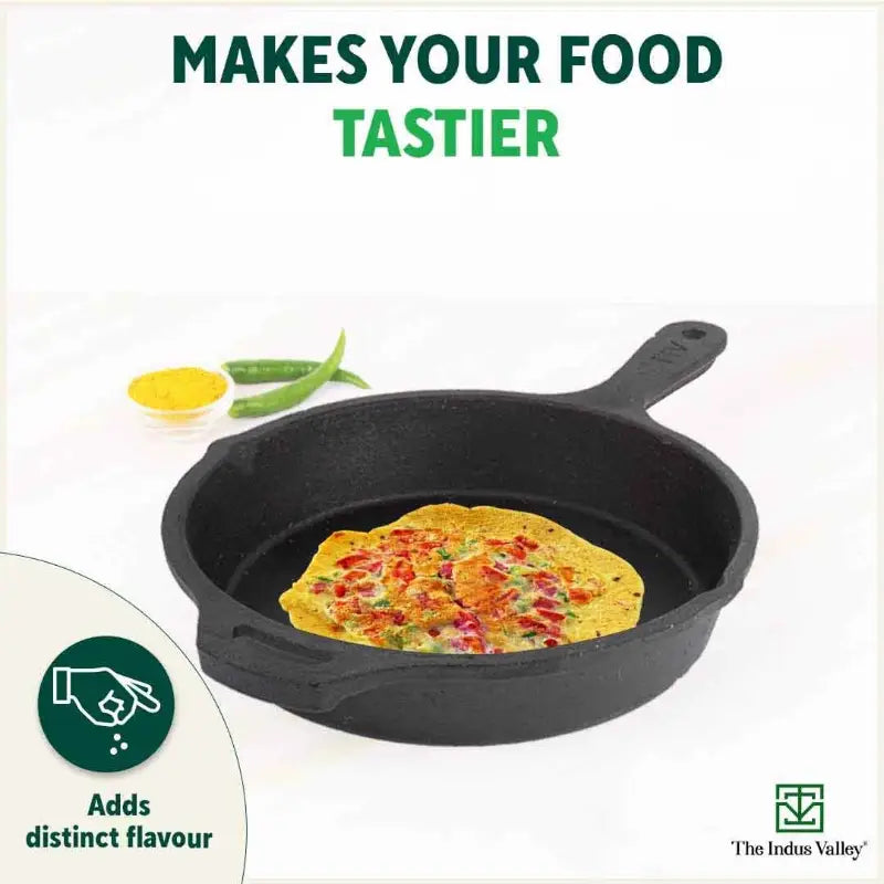The Indus Valley CASTrong Cast Iron Cookware Set: Tawa+ Kadai+ Frypan, Kitchen Set for Home, Pre-seasoned, 100% Pure, Induction, Tadka Pan