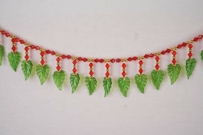 Kundan HandiKrafts Green Leaf Red Beats Thoranna