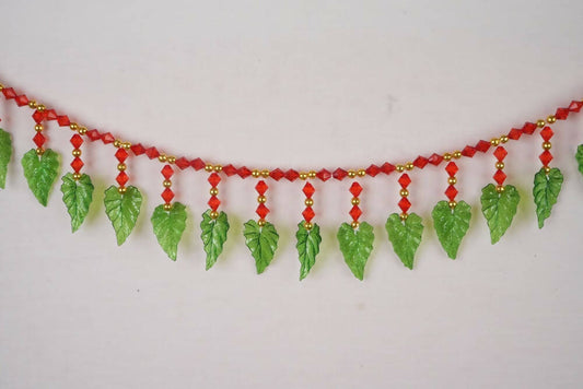 Kundan HandiKrafts Green Leaf Red Beats Thoranna