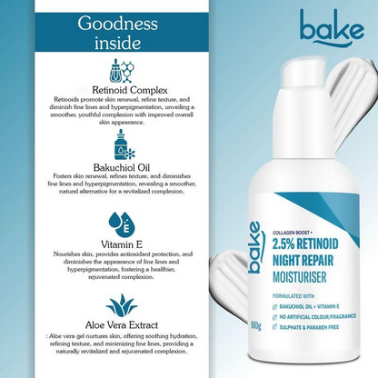 Bake 2.5% Retinol Night Repair moisturiser Cream