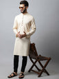 Even Apparels Cream Color Pure Cotton Men's Kurta With Side Placket (SLD1176)