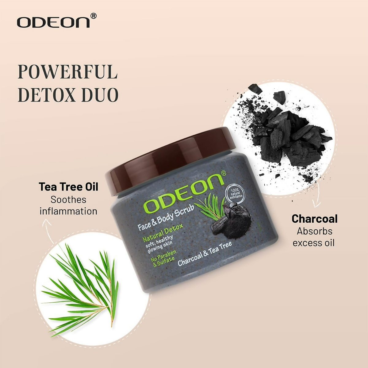 Odeon Charcoal & Tea Tree Oil Body Scrub