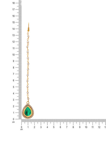 Ruby Raang Tear Drop Green Meenakari with Diamond Maang Tikka