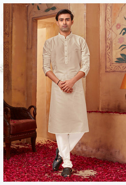 Joban Fashion Light Grey Art Silk Kurta Pyjama