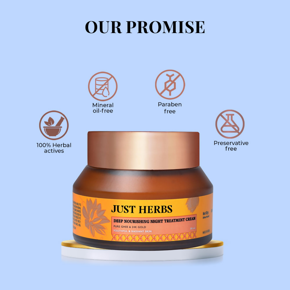 Just Herbs Pure Ghee & 24K Gold Deep Nourishing Night Treatment Cream