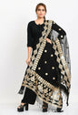Mominos Fashion Moeza Women Organza Gotta Patti Bridal Dupatta Black Dupatta