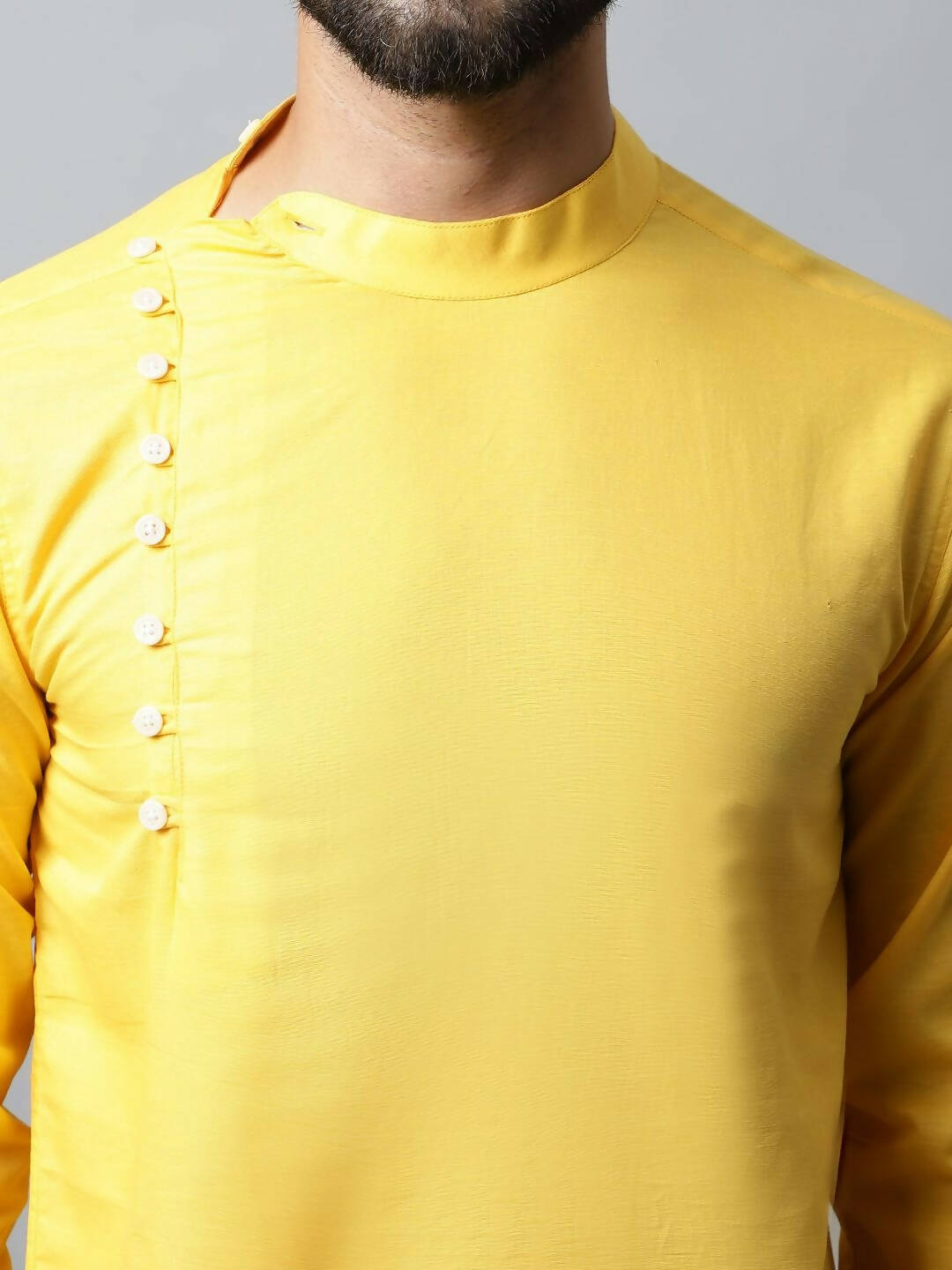Even Apparels Yellow Color Pure Cotton Men's Kurta With Side Placket (MMS759)