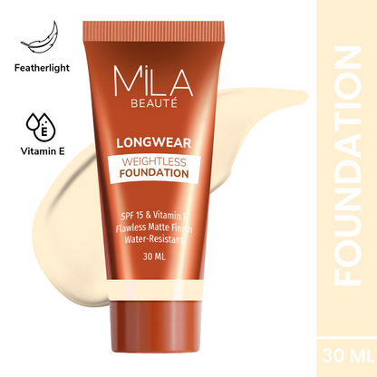 Mila Beaute Longwear Weightless Matte Finish Foundation with SPF 15 - Classic Ivory
