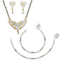AanyaCentric Gold-Polished Mangalsutra Pendant Earring Set & Silver Plated Anklet