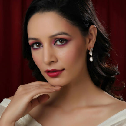 Ambi Diamond and Gold Earrings (Gold) - Ruby Raang