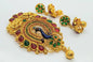 Gold-Polished Multicolor Kemp Peacock Pendant Set