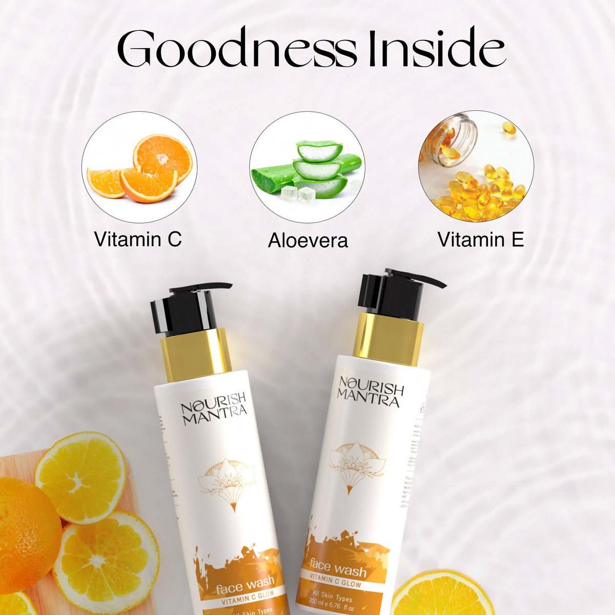 Nourish Mantra Vitamin C Glow Face Wash with Vitamin C, Aloe Vera, & Vitamin E