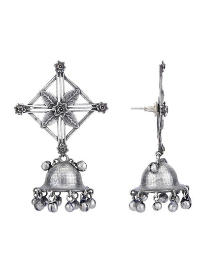 Joban Fashion Women Ghungroo Style Silver Tone Brass Jhumka