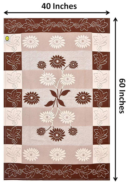 Yellow Weaves Polyester Floral Designer Rectangular Center 4 Seater Table Cover - Brown