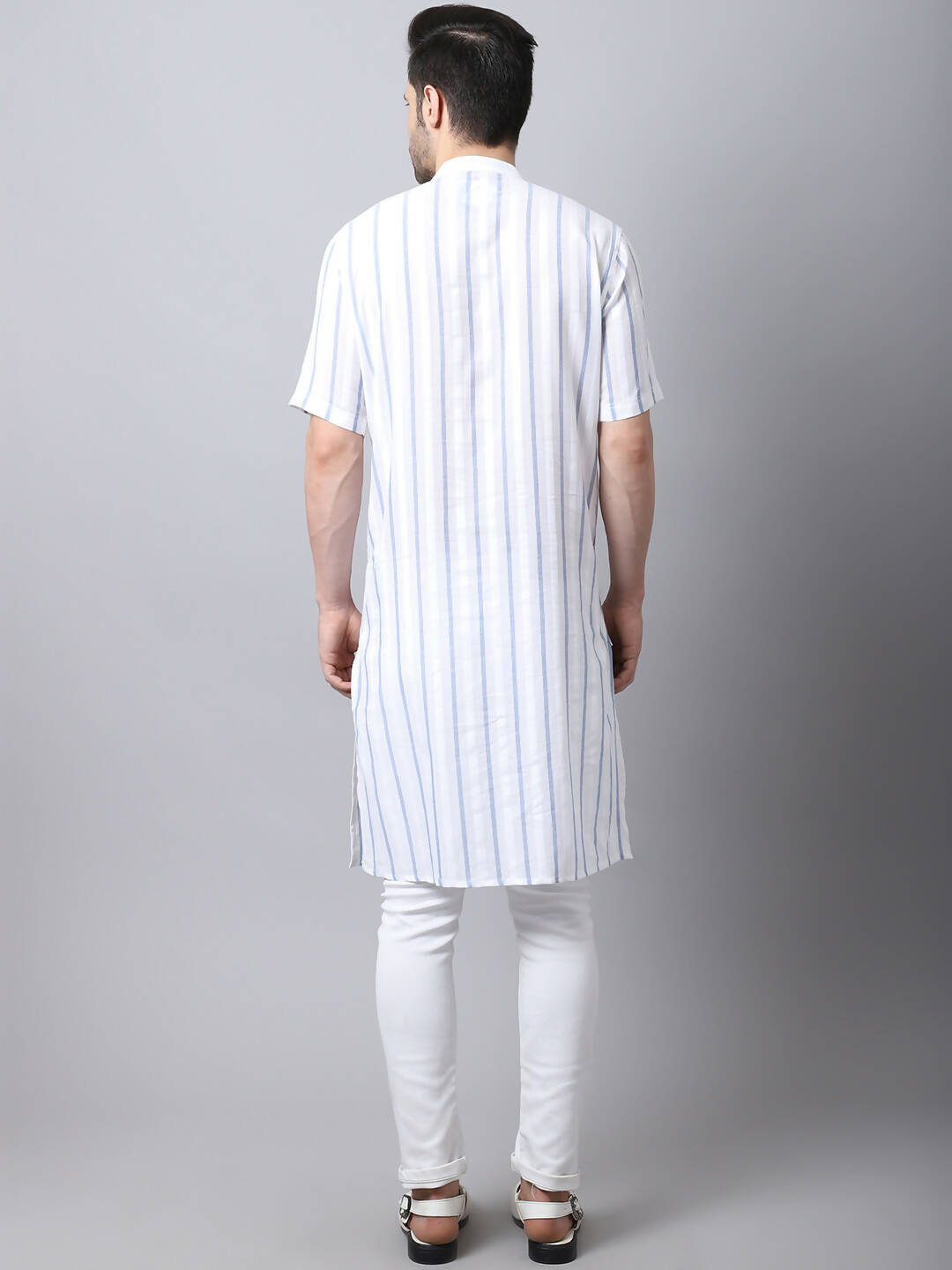 Even Apparels Beige Pure Cotton Men's Kurta With Band Collar