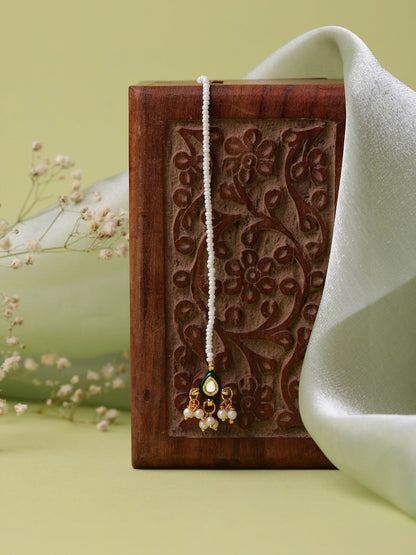 Ruby Raang Gold Kundan Maang Tikka