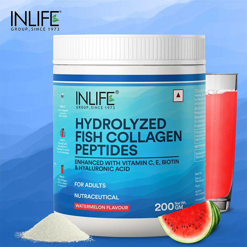 Inlife Hydrolyzed Fish Collagen Peptides Powder - Watermelon