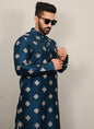 Prazu Fashion Aqua Blue Silk Copper Sequence Work Kurta