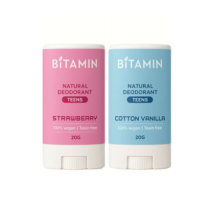 Bitamin Natural Deodorant Strawberry, Cotton Vanilla Teens
