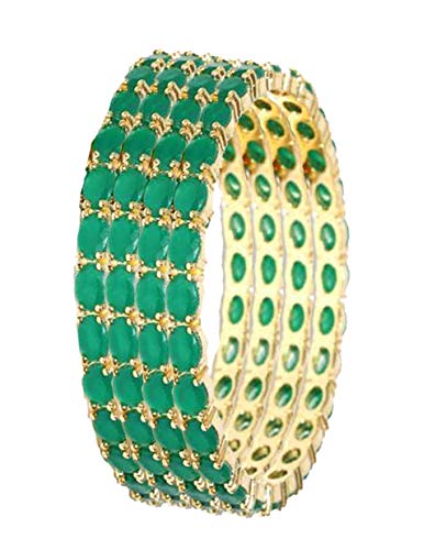 Gold-Polished Alloy American Diamond Bangles And Ring Set - The Pari