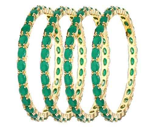 Gold-Polished Alloy American Diamond Bangles And Ring Set - The Pari