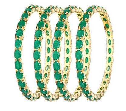 Gold-Polished Alloy American Diamond Bangles And Ring Set - The Pari
