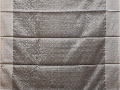 Grey Cut Work Tussar Cotton Saree with All Over Jamdani Style Design - Global Threads