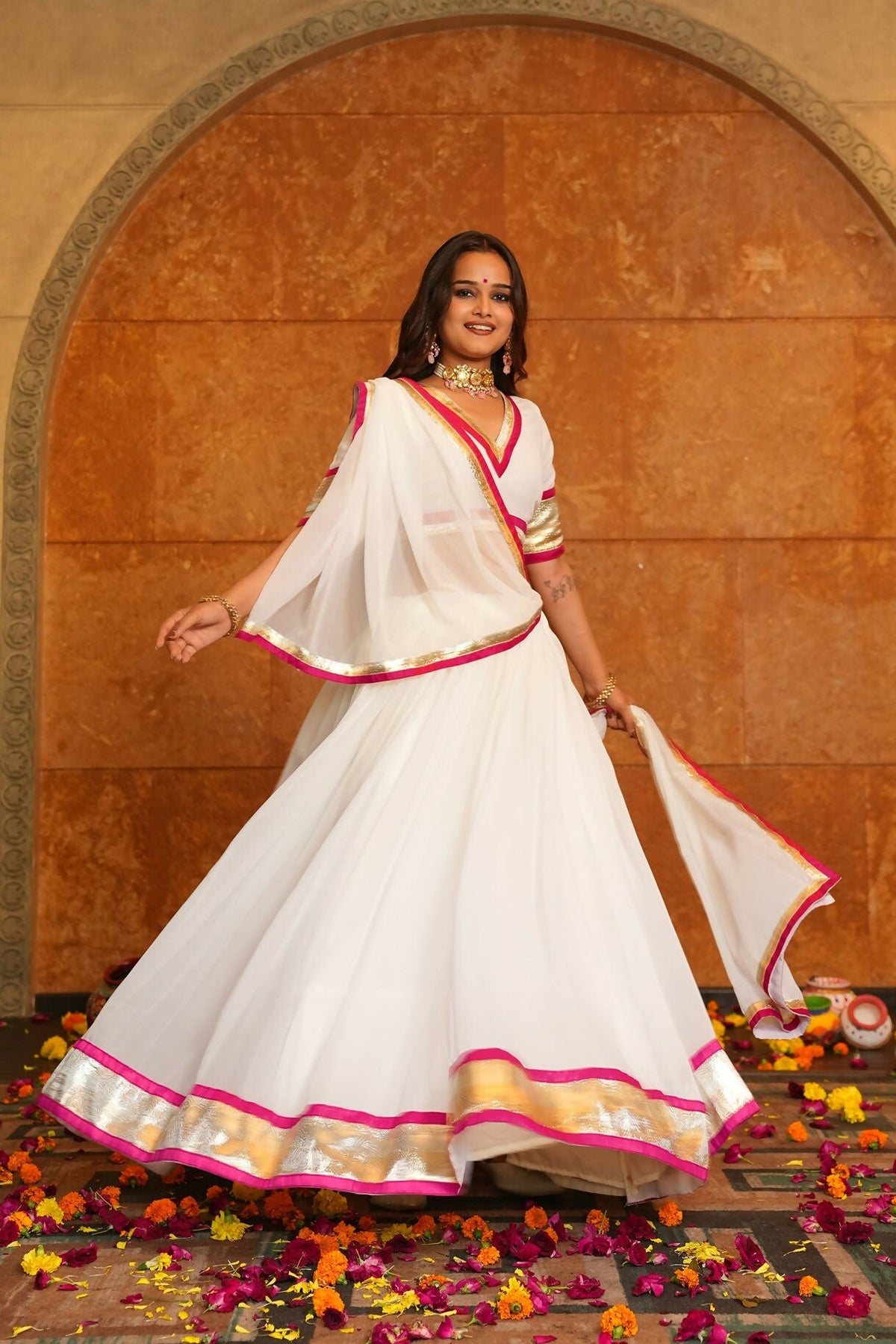 AI Fashion White Georgette Designer Navratri Wear Lehenga Choli Collection