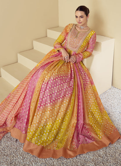 Vegaa Fashion Multicolor Real Muslin Digital Print Anarkali Suit