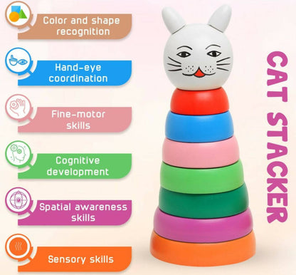 Matoyi Wooden Rainbow Cat Stacker