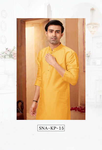 Joban Fashion Yellow Art Silk Kurta Pyjama