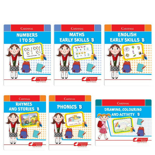 Cardinal Fun Learning Junior KG Activity Books Set of 6|Number| Rhymes & Story| Phonic| English & Maths Skill| Colouring Book For Kids Ages 4-5 Years