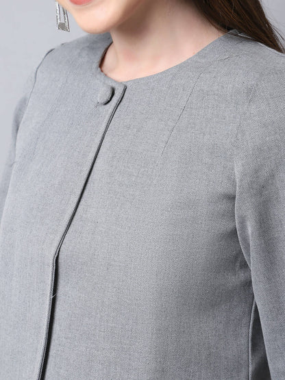 Even Apparels Grey Polywool Open Front Statement Women's Jacket
