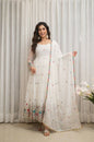 Joban Fashion White Georgette Sequence Embroidery Work Readymade Kurta Set